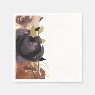 Fall Wedding Bold Glam Flowers Modern Floral Napkin