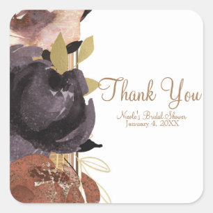 Fall Wedding Bold Glam Flowers Modern Floral Square Sticker