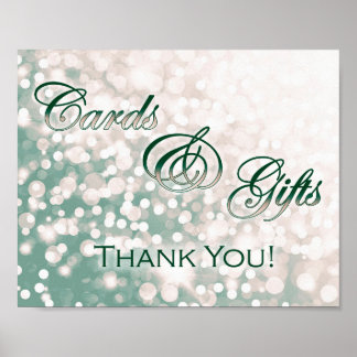 Fall Wedding Cards & Gifts Sign -Champagne & Green