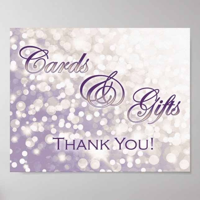 Fall Wedding Cards & Gifts Sign - Champagne & Plum (Front)