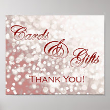 Fall Wedding Cards & Gifts Sign - Champagne & Red