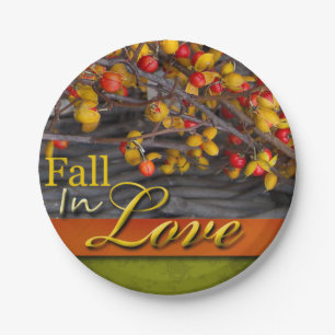 Fall Wedding Colours Rustic Autumn Scene Love Paper Plate