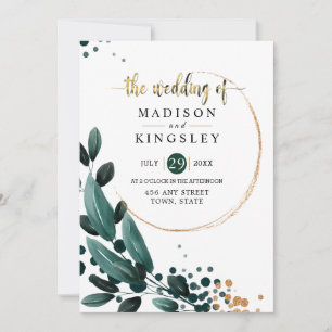 Fall Wedding 🍂 Deep Blue Floral Elegant 💙 Invitation