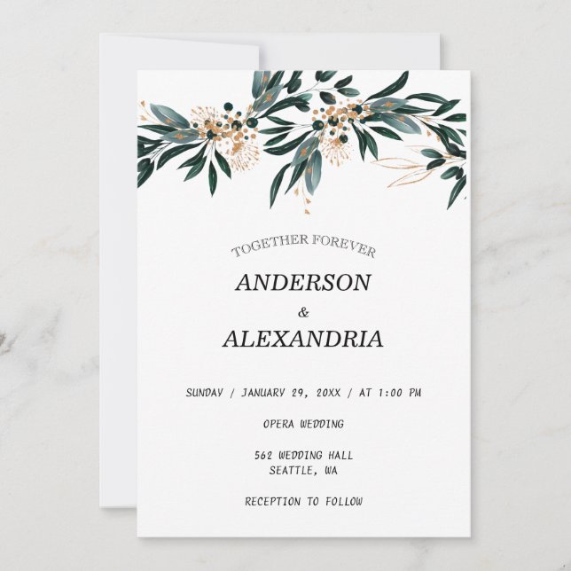 Fall Wedding 🍂 Deep Blue Floral Elegant 💙 Invitation (Front)