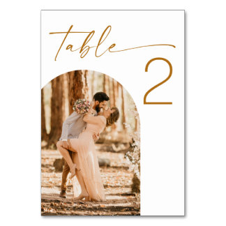 Fall Wedding | Double Sided Modern Arch Photo Table Number