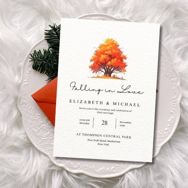 Fall Wedding Elegant Autumn Fallng In Love Rustic Invitation (Creator Uploaded)