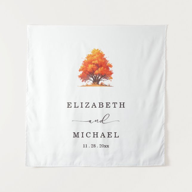 Fall Wedding Elegant Autumn Tree Wedding Rustic Tapestry (Front)