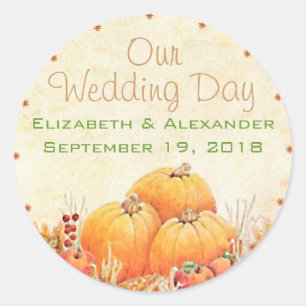 Fall Wedding Guest Favour Classic Round Sticker