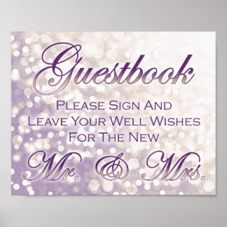 Fall Wedding Guestbook Sign - Champagne and Plum