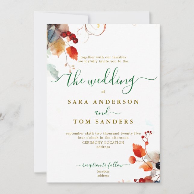 Fall Wedding Invitation (Front)