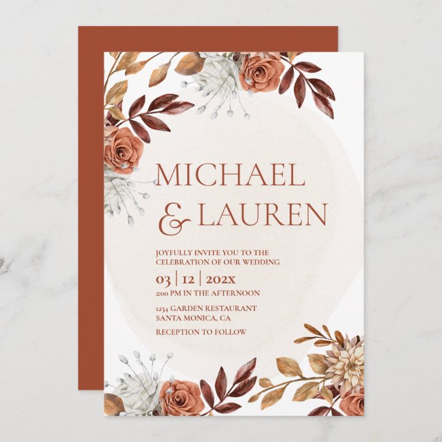 Fall wedding Invitation (Front/Back)