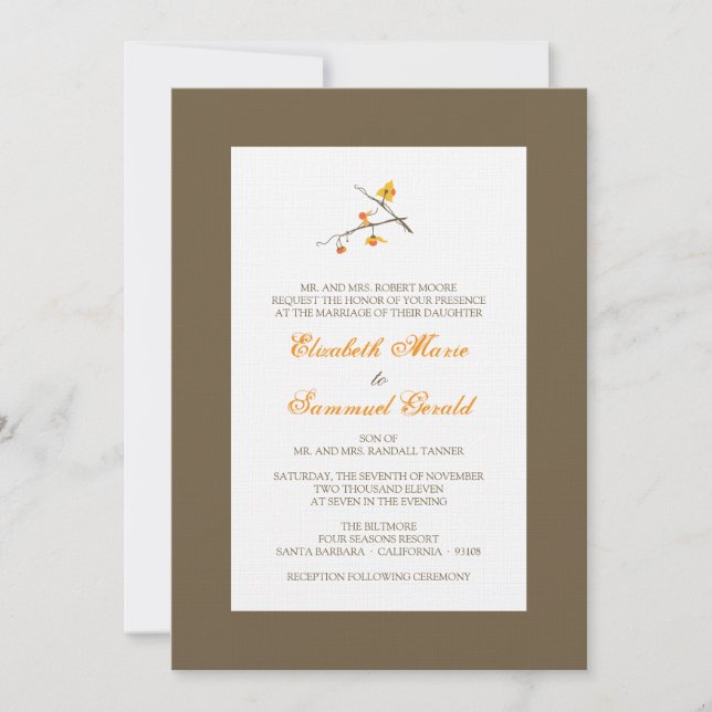 Fall Wedding Invitation - Bittersweet (Front)