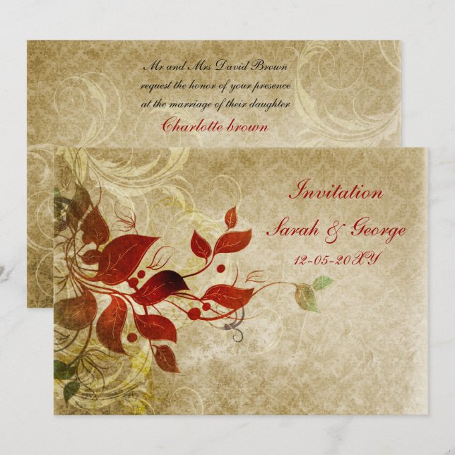 fall wedding Invitation cards (Front/Back)