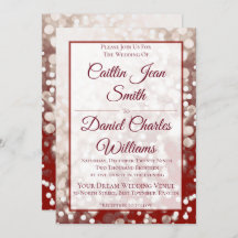 Fall Wedding Invitation - Champagne and Red