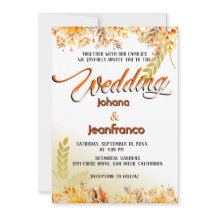 Fall Wedding Invitation Orange Modern Script