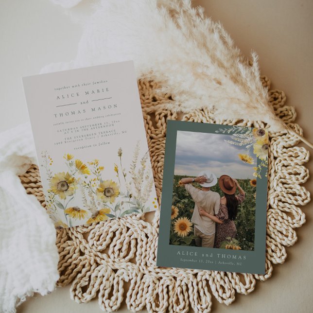 Fall Wedding Invitation, Sunflower Wedding Invite (Creator Uploaded)