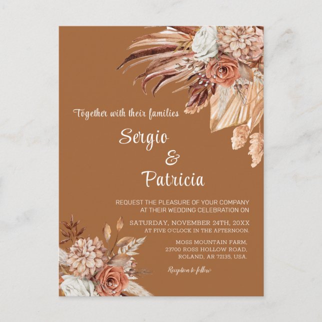 Fall wedding Invitation Template Postcard (Front)