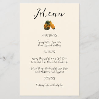 Fall Wedding Menu Template Two Gourds Flyer