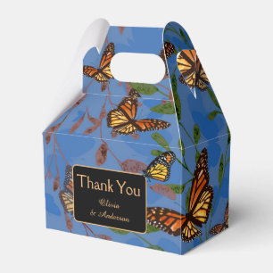 Fall Wedding Monarch Butterfly Blue  Favor Box