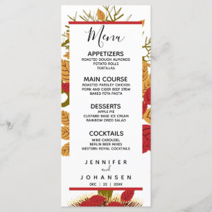 Fall Wedding Personalized Menu Card