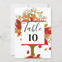 Fall Wedding Personalized Table Flat Card