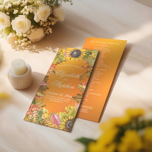 Fall Wedding Programs Autumn Maple Leaves Pumpkins