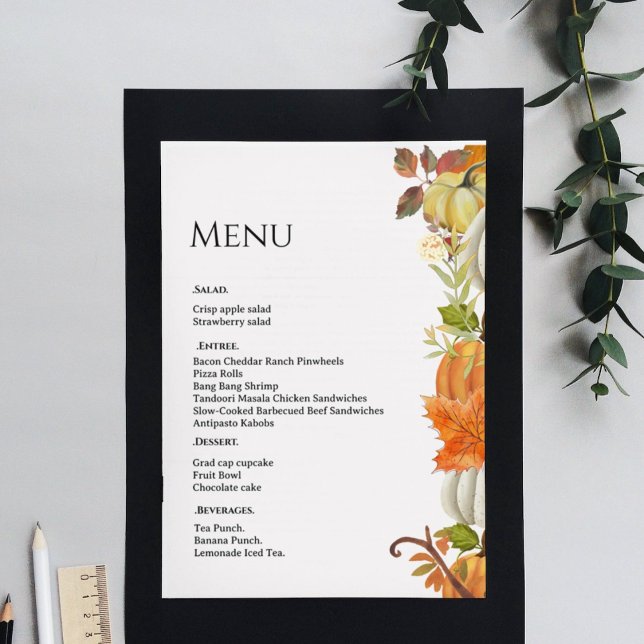 Fall  wedding Pumpkin autumn leaves wedding  Menu (Creator Uploaded)