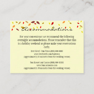 Fall Wedding Reception & Accommodation Cards