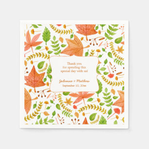 Fall wedding reception napkins / thank you message