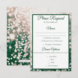 Fall Wedding RSVP - Champagne and Green Invitation