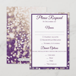 Fall Wedding RSVP - Champagne and Plum Invitation