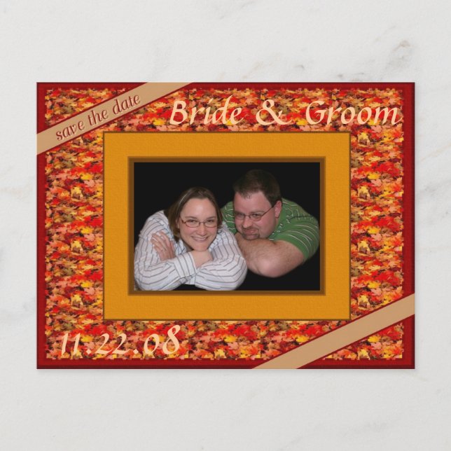 Fall Wedding Save The Date Announcement Postcard (Front)