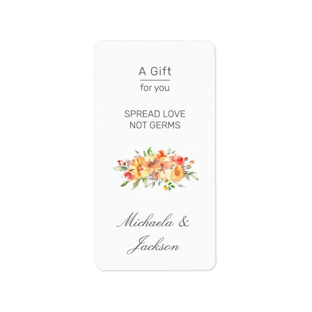 Fall Wedding Spread Love Not Germs Hand Sanitizer Label (Front)