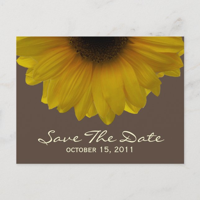 Fall Wedding Sunflower Save The Date Postcard (Front)
