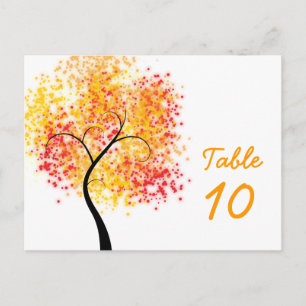 Fall Wedding Swirly Tree Table Number Postcard