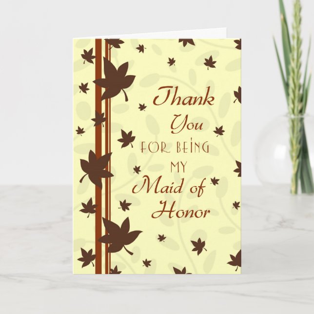 Fall Wedding Thank You Maid of Honor Card (Front)