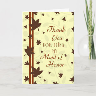 Fall Wedding Thank You Maid of Honor Card