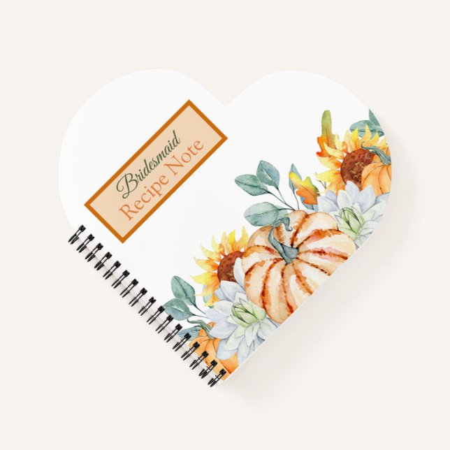 Fall Wedding Theme Bridesmaid Favour Notebook (Front)
