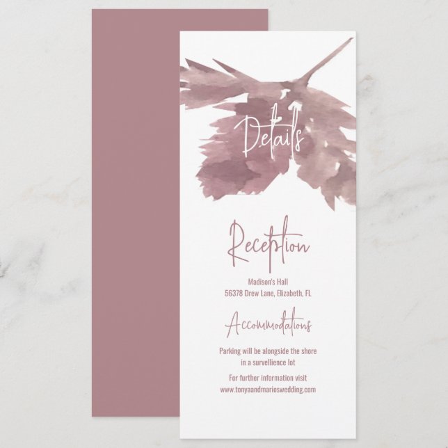 Fall Wedding Watercolor Leaf Details Invitation (Front/Back)