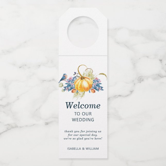 Fall Wedding Welcome Bottle Tag (Front)