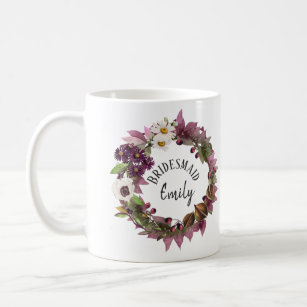 Fall Wedding Wreath Plum Bridesmaid Name ID465 Coffee Mug