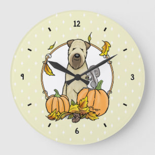 Fall Wheaten Terrier (wheaten 1b2) Pumpkins Cute Large Clock
