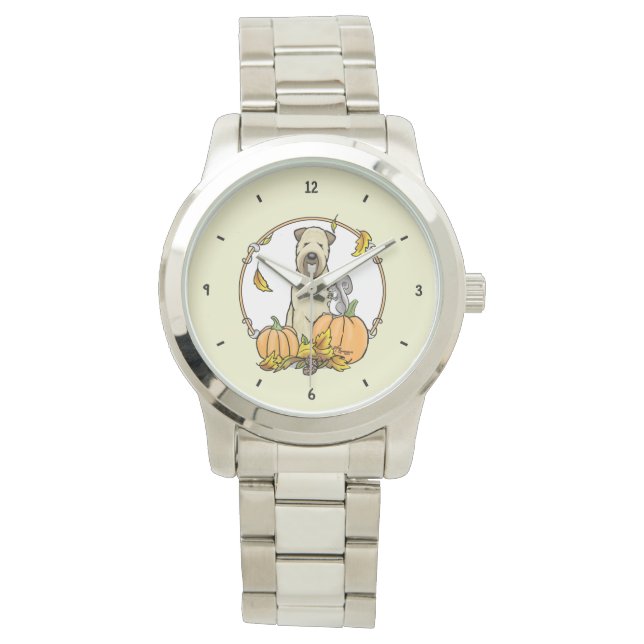 Fall Wheaten Terrier (wheaten 1b2) Pumpkins Cute Watch (Front)