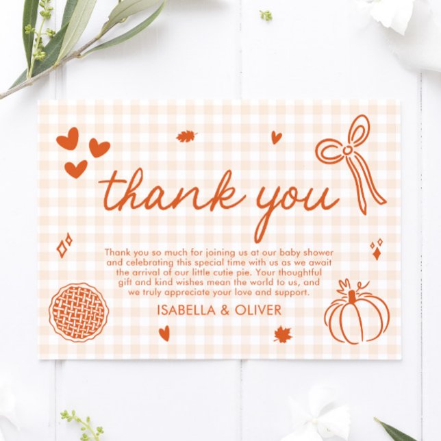 Fall Whimsical A Little Cutie Pie Thank you card (Fall Whimsical A Little Cutie Pie Thank you card)
