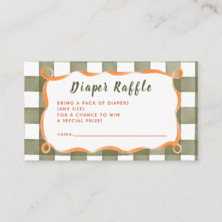 Fall Whimsical Plaid Sage Peach Diaper Raffle Enclosure Card
