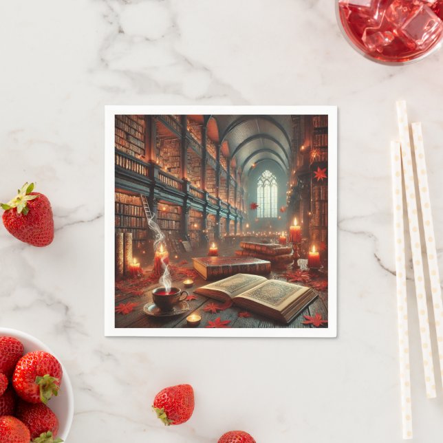 Fall Whimsigoth Enchanted Library Découpage Napkin (Insitu)