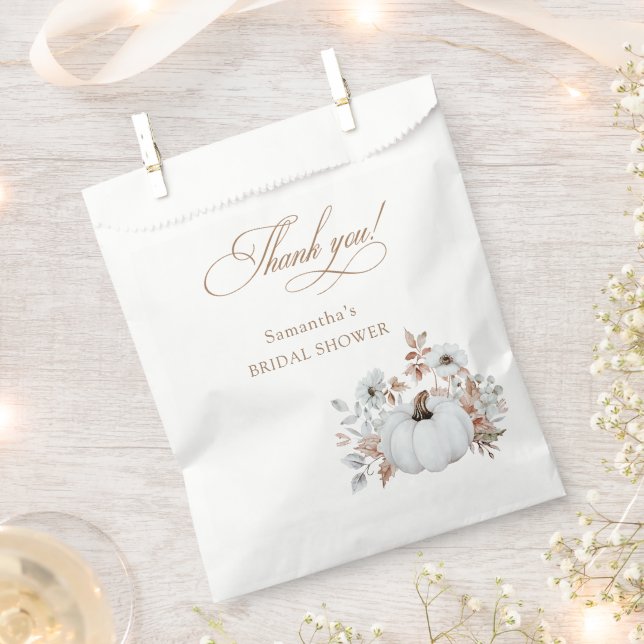 Fall White Pumpkin Bridal Shower Favour Bag (Clipped)