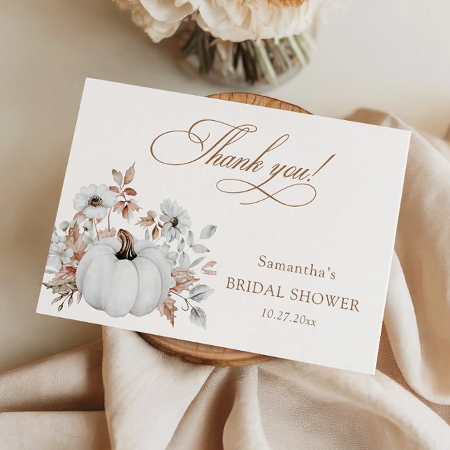 Fall White Pumpkin Bridal Shower Thank You Card (Creator Uploaded)