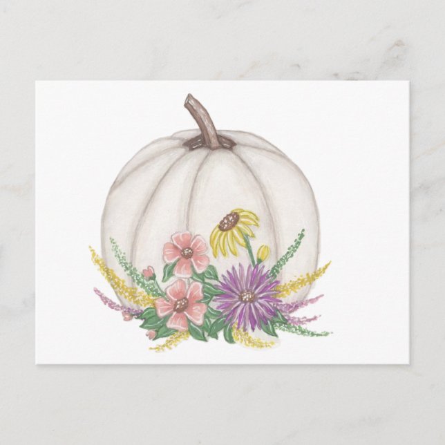 Fall White Pumpkin Postcard (Front)