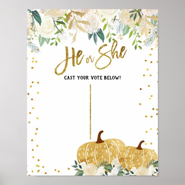 Fall White Pumpkin Reveal Voting Board Poster (Front)